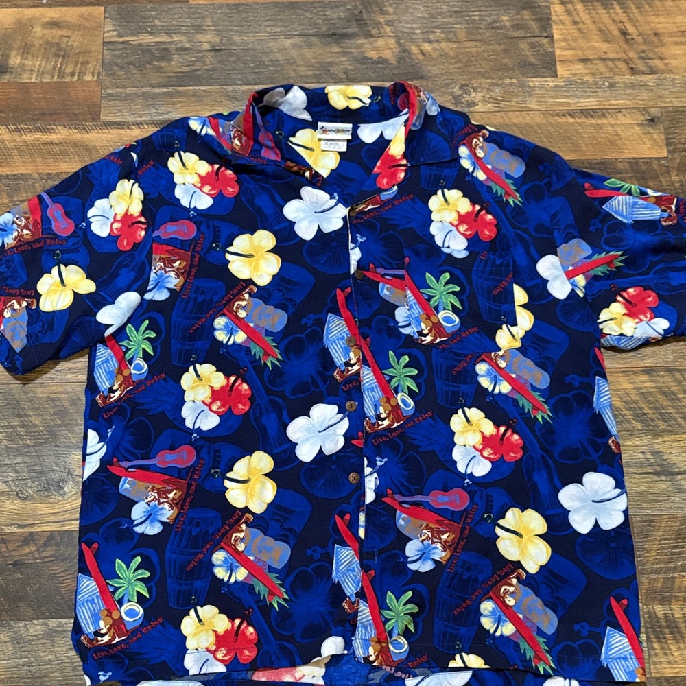 Walt Disney World Mickey Mouse and‎ Goofy XL Hawaiian Shirt Live Love And Relax